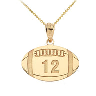 Gold Football Engravable Name & Number Sports Pendant Necklace (Available in Yellow/Rose/White Gold)