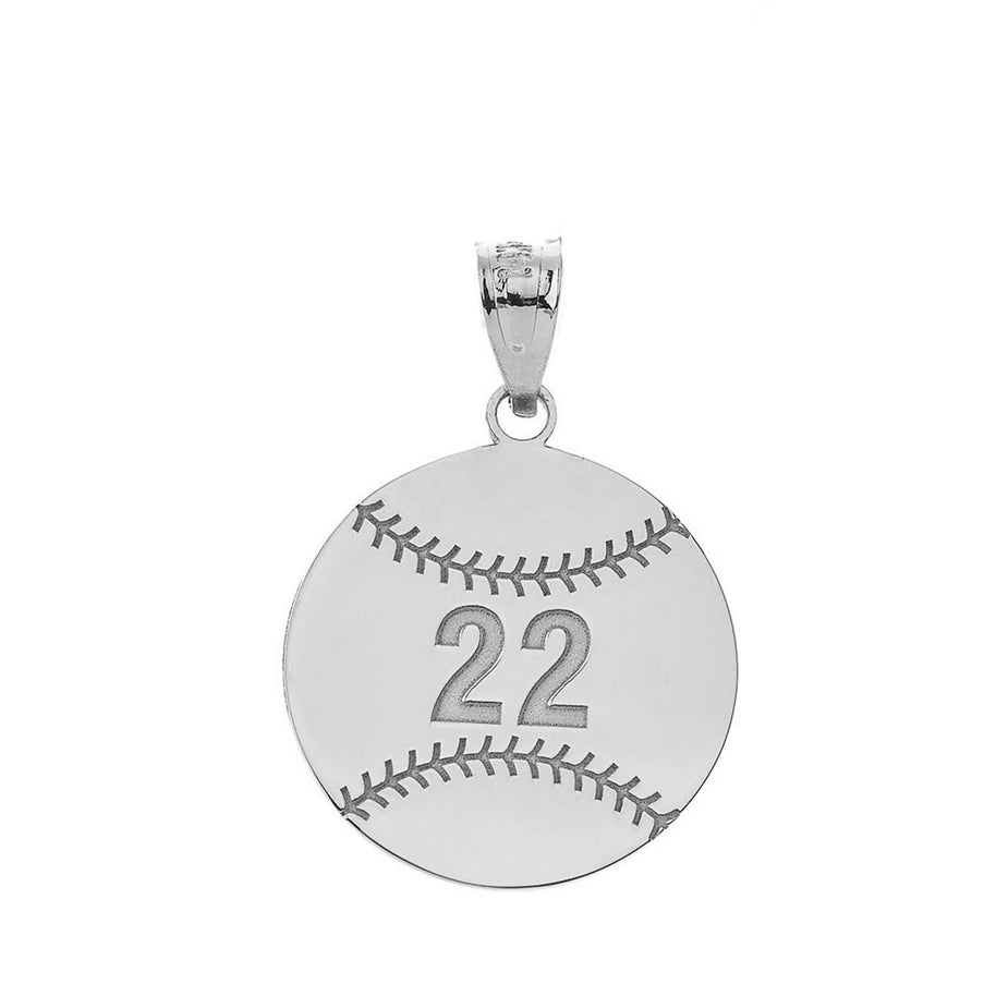 .925 Sterling Silver Baseball/Softball Engravable Name & Number Sports Pendant Necklace