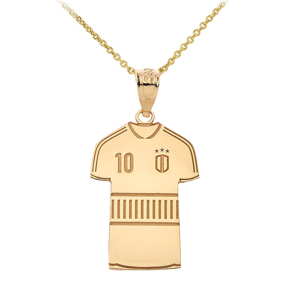 Gold Personalized Soccer Jersey Engravable Name & Number Fútbol Sports Pendant Necklace