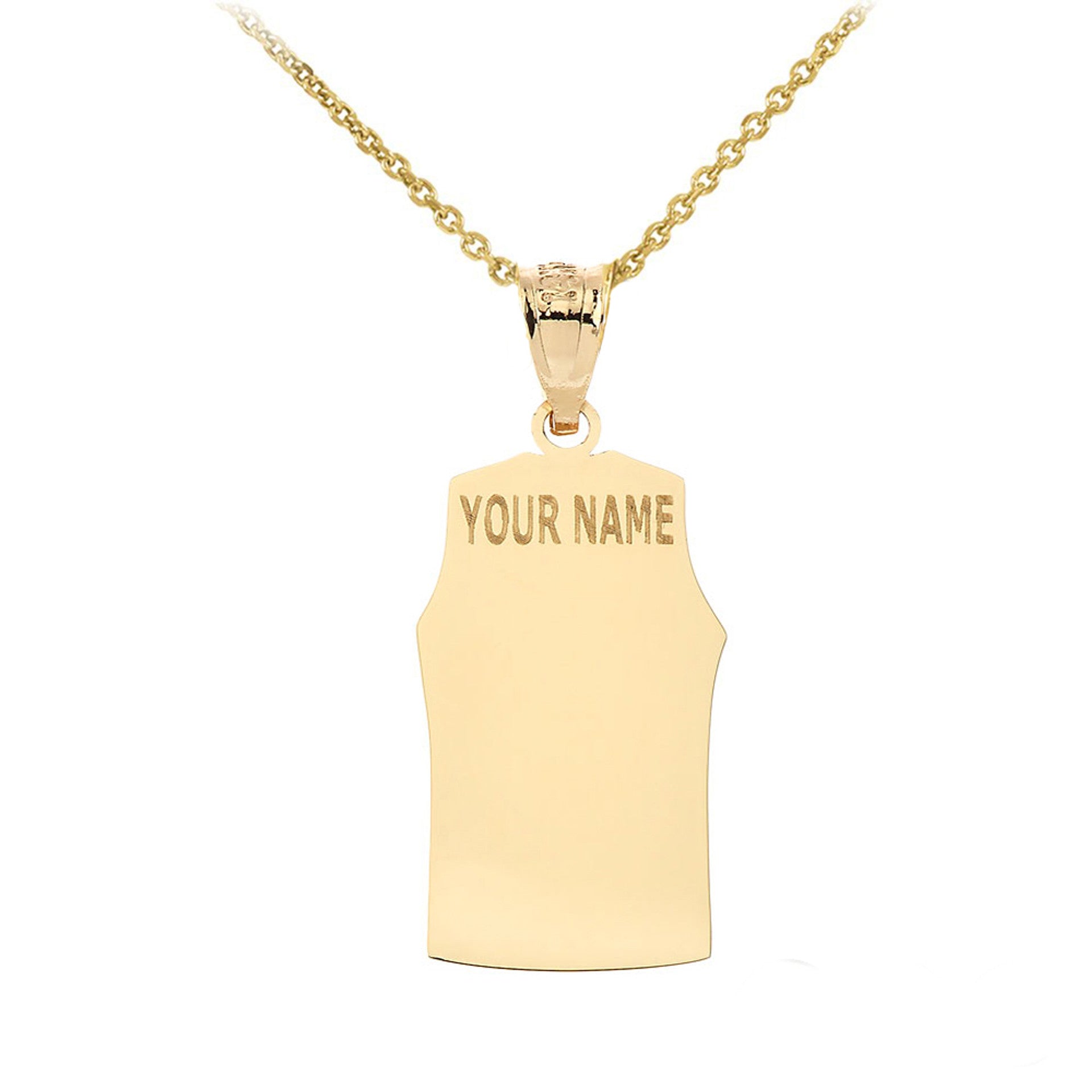 Gold Personalized Basketball Jersey Engravable Name & Number Sports Pendant Necklace