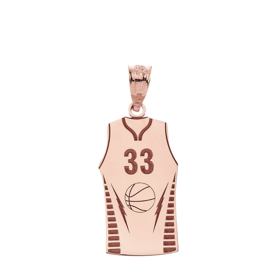 Gold Personalized Basketball Jersey Engravable Name & Number Sports Pendant Necklace