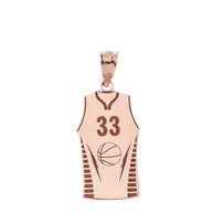 Gold Personalized Basketball Jersey Engravable Name & Number Sports Pendant Necklace