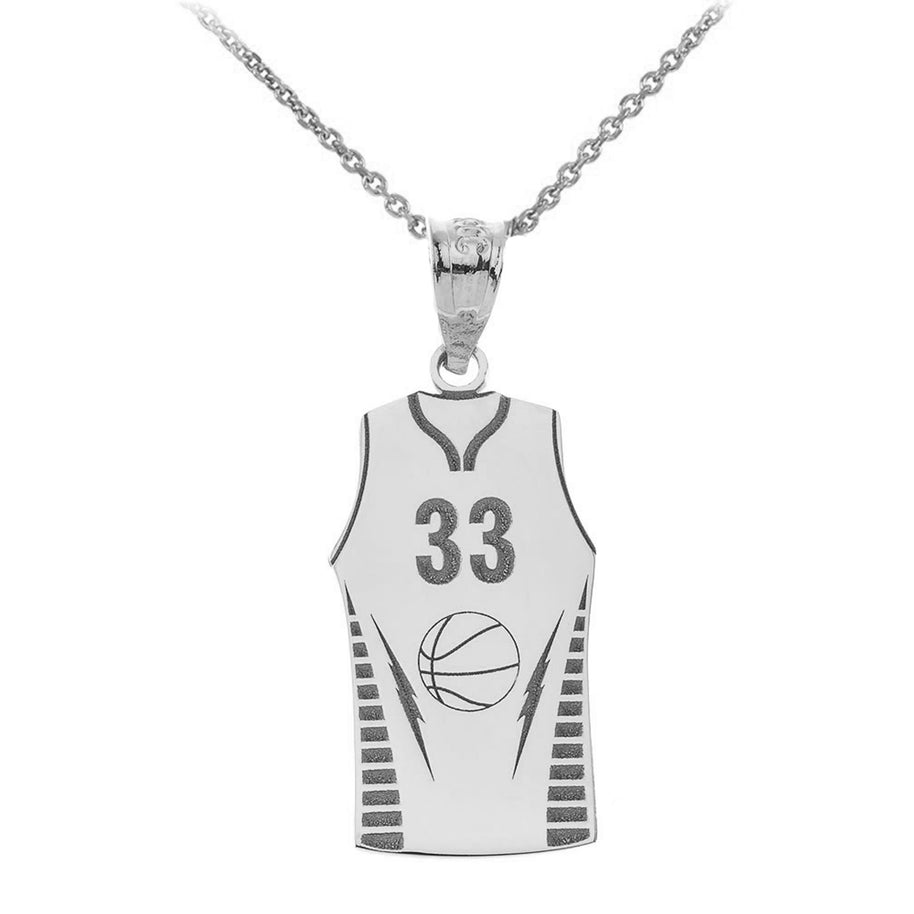 Gold Personalized Basketball Jersey Engravable Name & Number Sports Pendant Necklace
