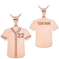 Gold Engravable Baseball/Softball Jersey Number Sports Pendant Necklace (Available in Yellow/Rose/White Gold)