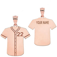 Gold Engravable Baseball/Softball Jersey Number Sports Pendant Necklace (Available in Yellow/Rose/White Gold)