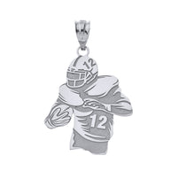 Gold Personalized Football Player Engravable Name & Number Sports Pendant Necklace (Yellow/Rose/White)