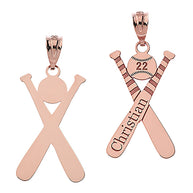 Personalized Engravable Gold Baseball Bat Charm Necklace With Your Number And Name(Yellow/Rose/White)
