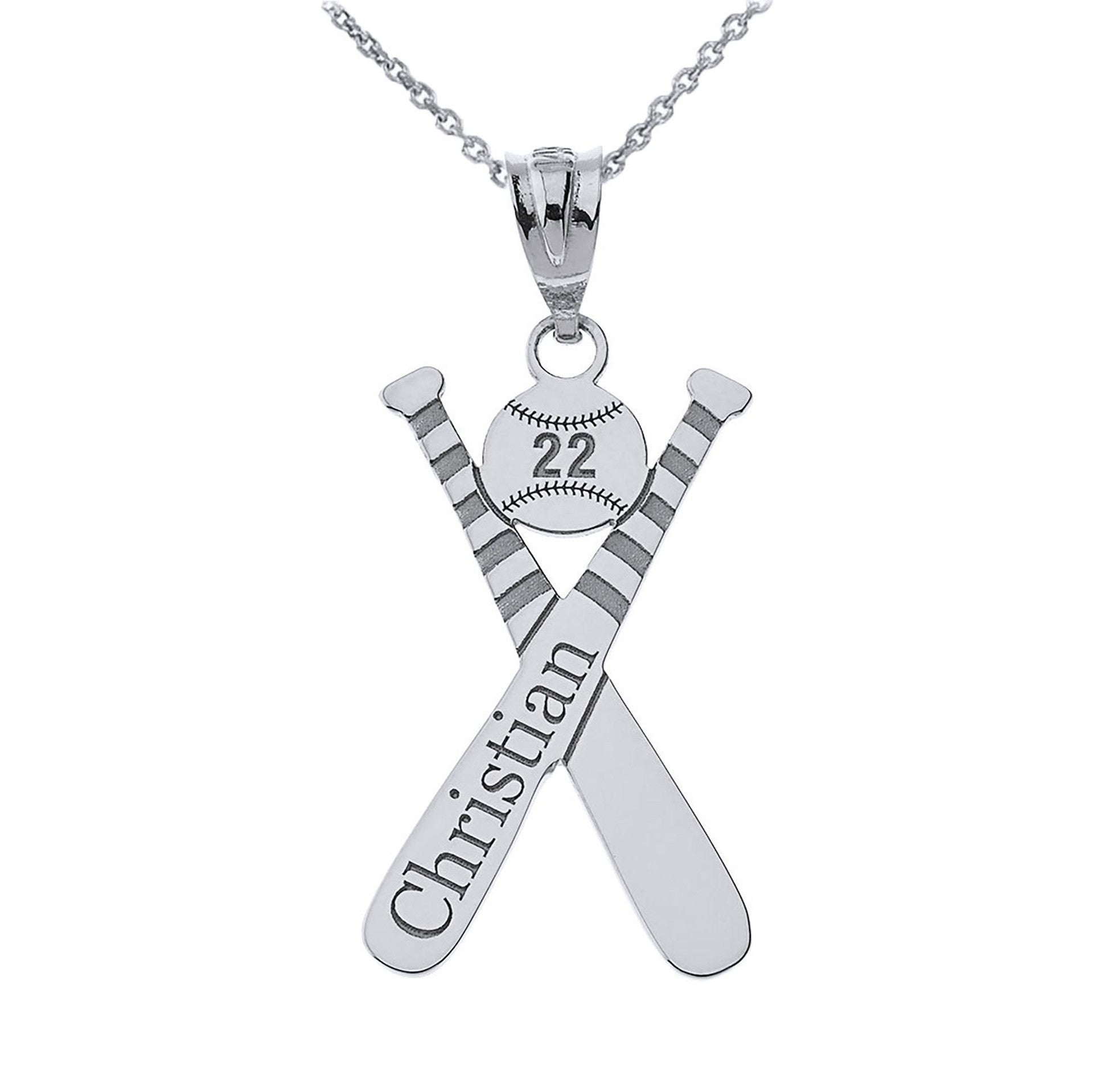 Personalized Engravable Gold Baseball Bat Charm Necklace With Your Number And Name(Yellow/Rose/White)