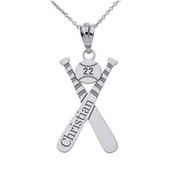 Personalized Engravable Gold Baseball Bat Charm Necklace With Your Number And Name(Yellow/Rose/White)