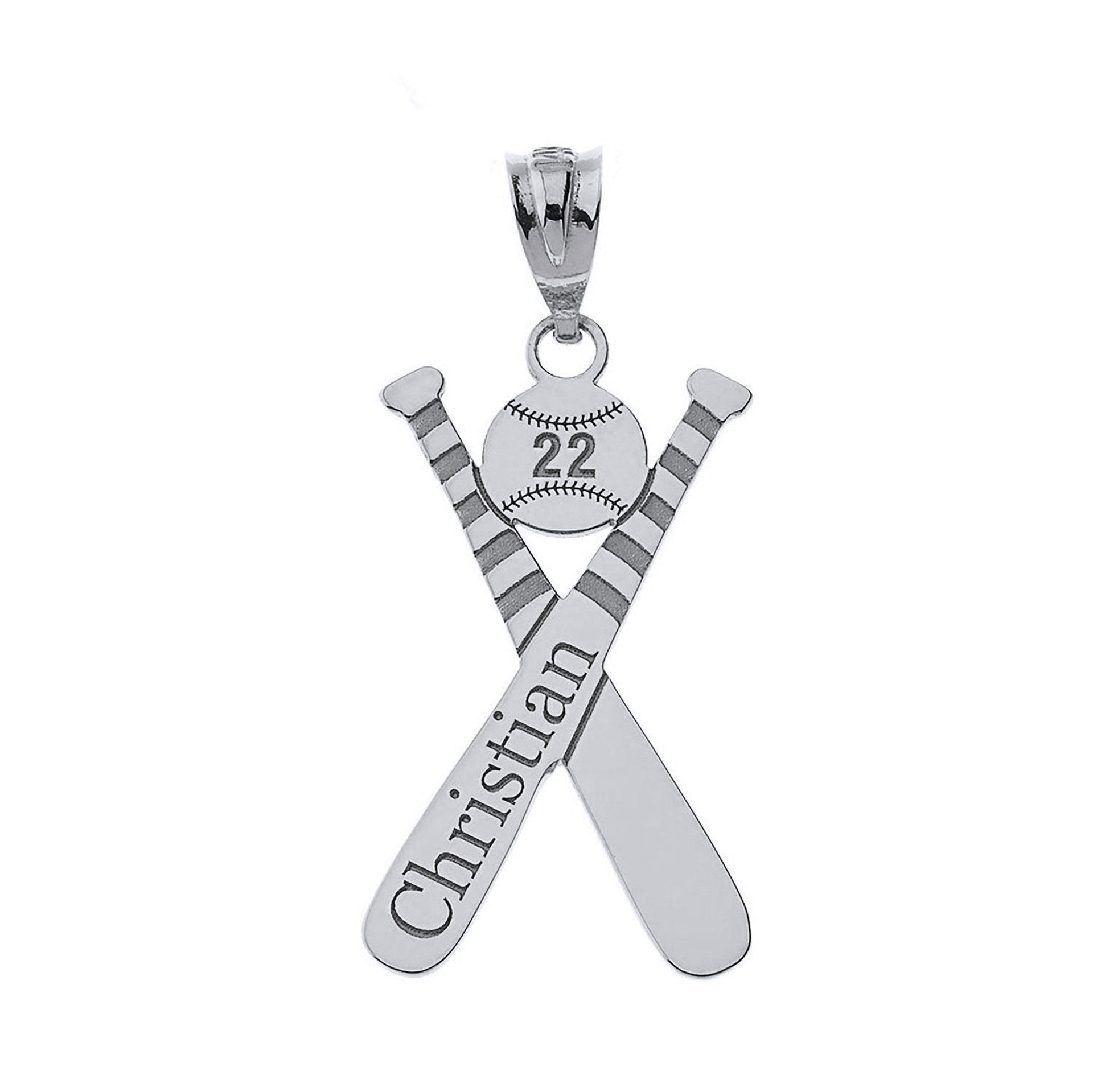 Personalized Engravable Gold Baseball Bat Charm Necklace With Your Number And Name(Yellow/Rose/White)