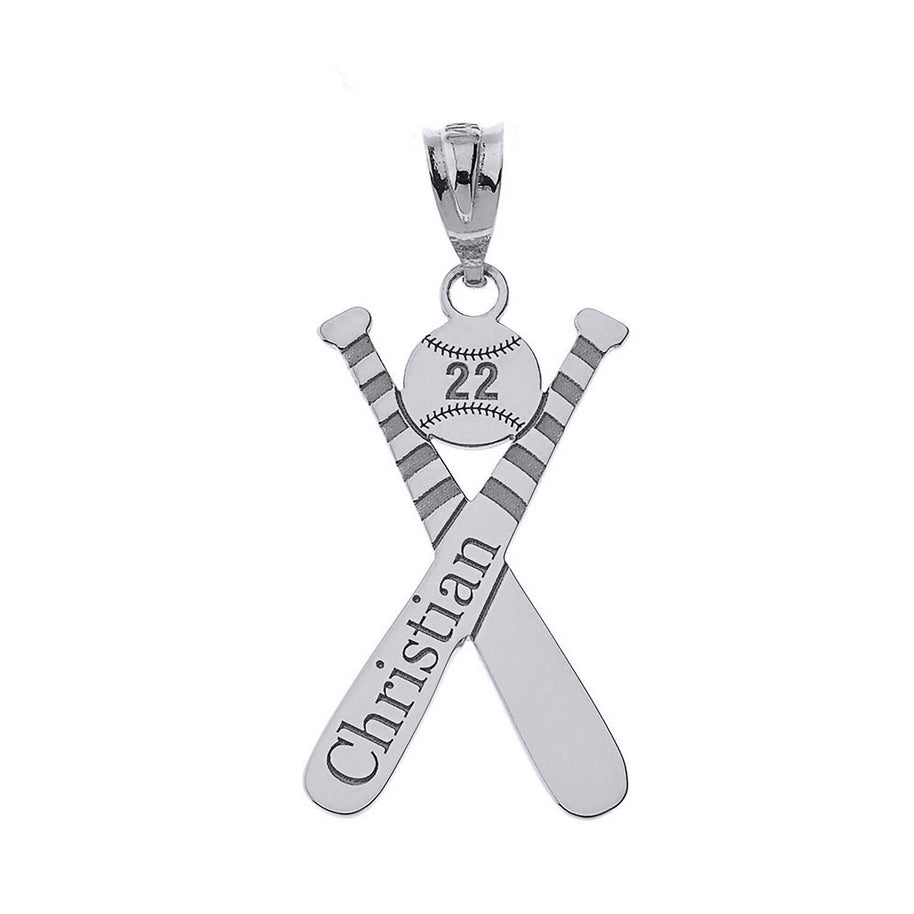 Personalized Engravable Gold Baseball Bat Charm Necklace With Your Number And Name(Yellow/Rose/White)