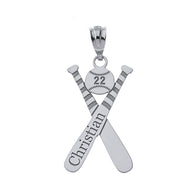Personalized Engravable Gold Baseball Bat Charm Necklace With Your Number And Name(Yellow/Rose/White)