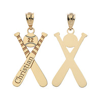 Personalized Engravable Gold Baseball Bat Charm Necklace With Your Number And Name(Yellow/Rose/White)