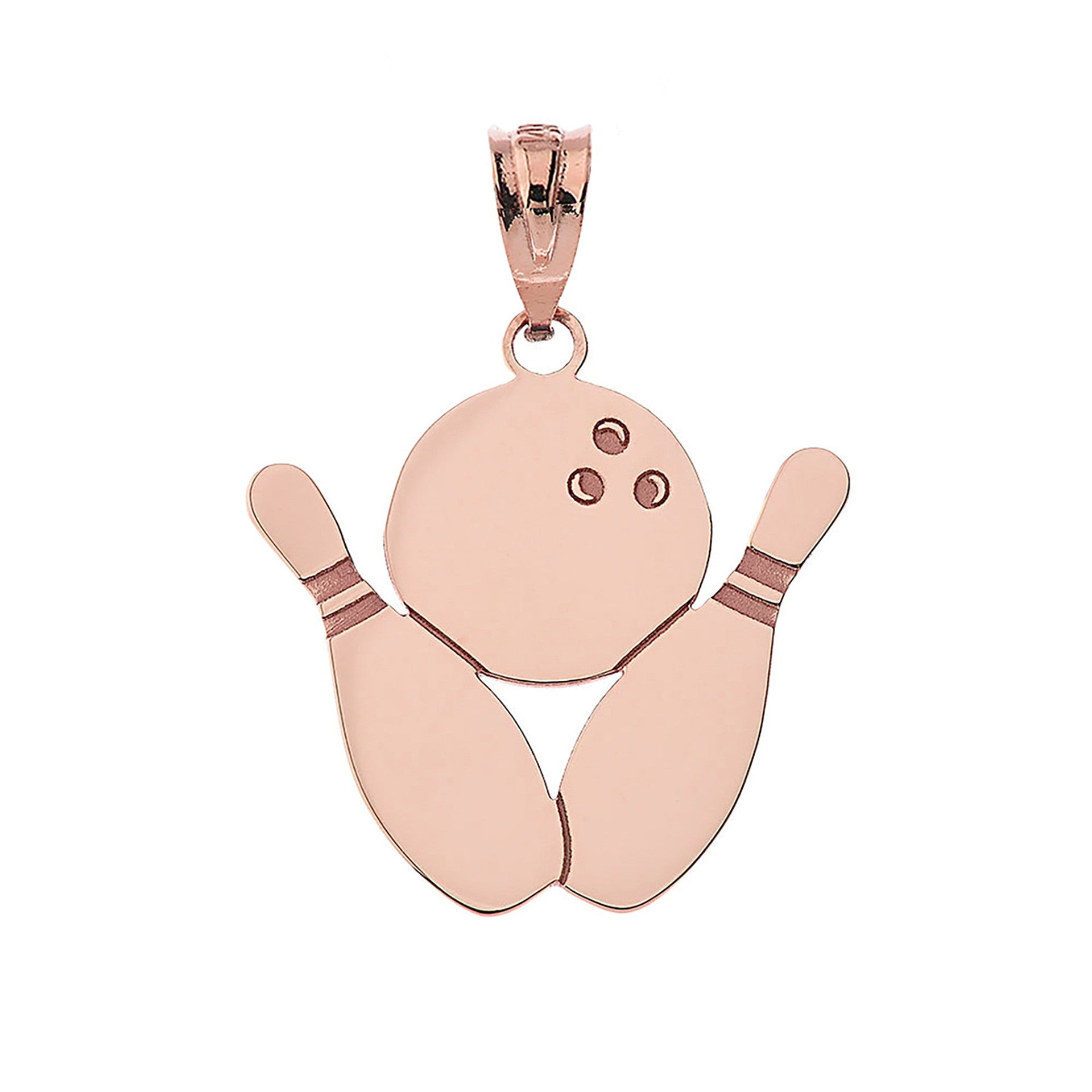 Personalized Engravable Gold Bowling Pins and Ball Charm Necklace With Your Name(Available in Yellow/Rose/White)