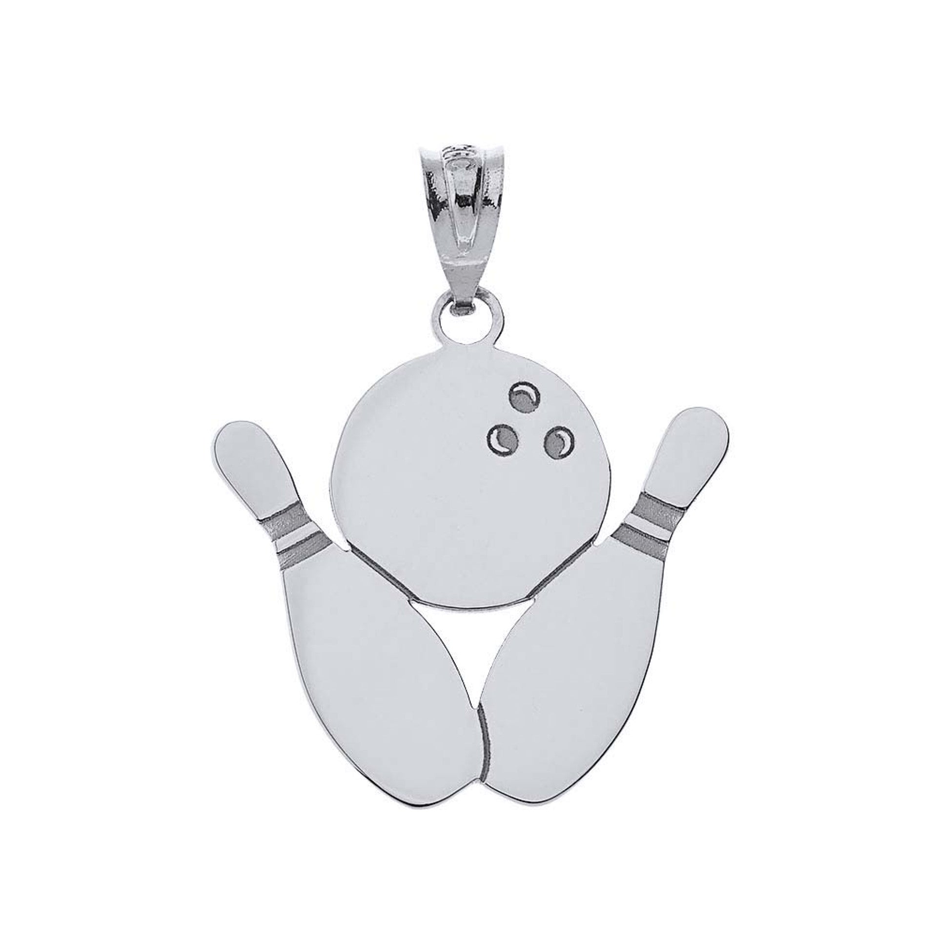 Personalized Engravable Gold Bowling Pins and Ball Charm Necklace With Your Name(Available in Yellow/Rose/White)