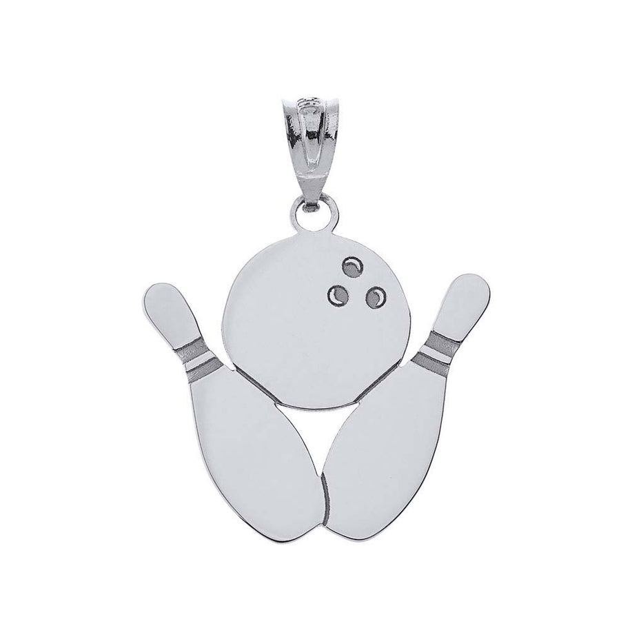 Personalized Engravable Gold Bowling Pins and Ball Charm Necklace With Your Name(Available in Yellow/Rose/White)