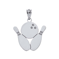 Personalized Engravable Gold Bowling Pins and Ball Charm Necklace With Your Name(Available in Yellow/Rose/White)