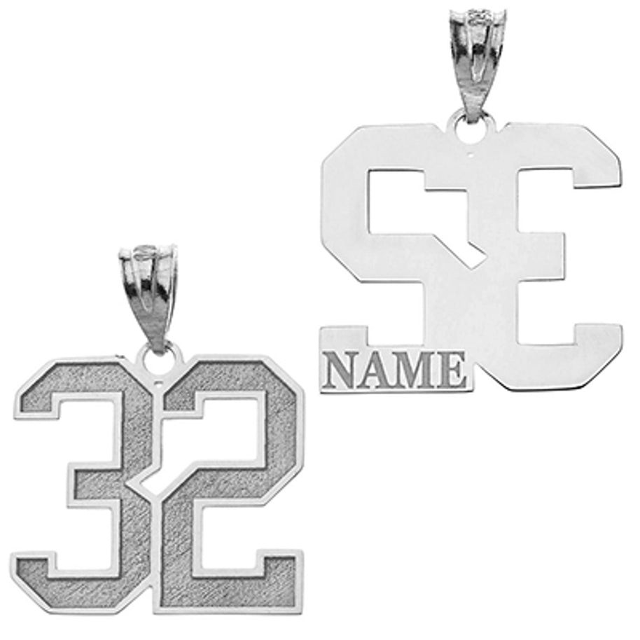 .925 Sterling Silver Personalized Jersey Name & Number Engravable Pendant Necklace