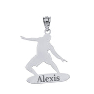 Personalized Engravable Gold Surfer Longboard Charm Necklace With Your Name(Yellow/Rose/White)