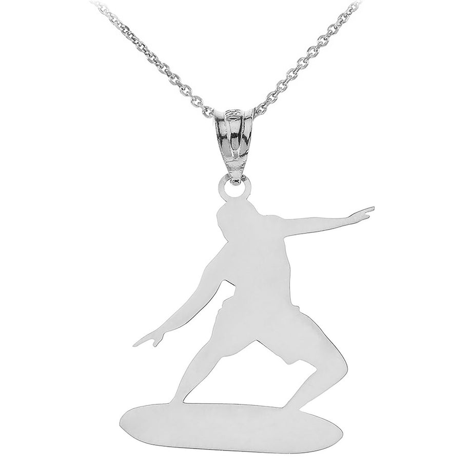 Personalized Engravable Gold Surfer Longboard Charm Necklace With Your Name(Yellow/Rose/White)