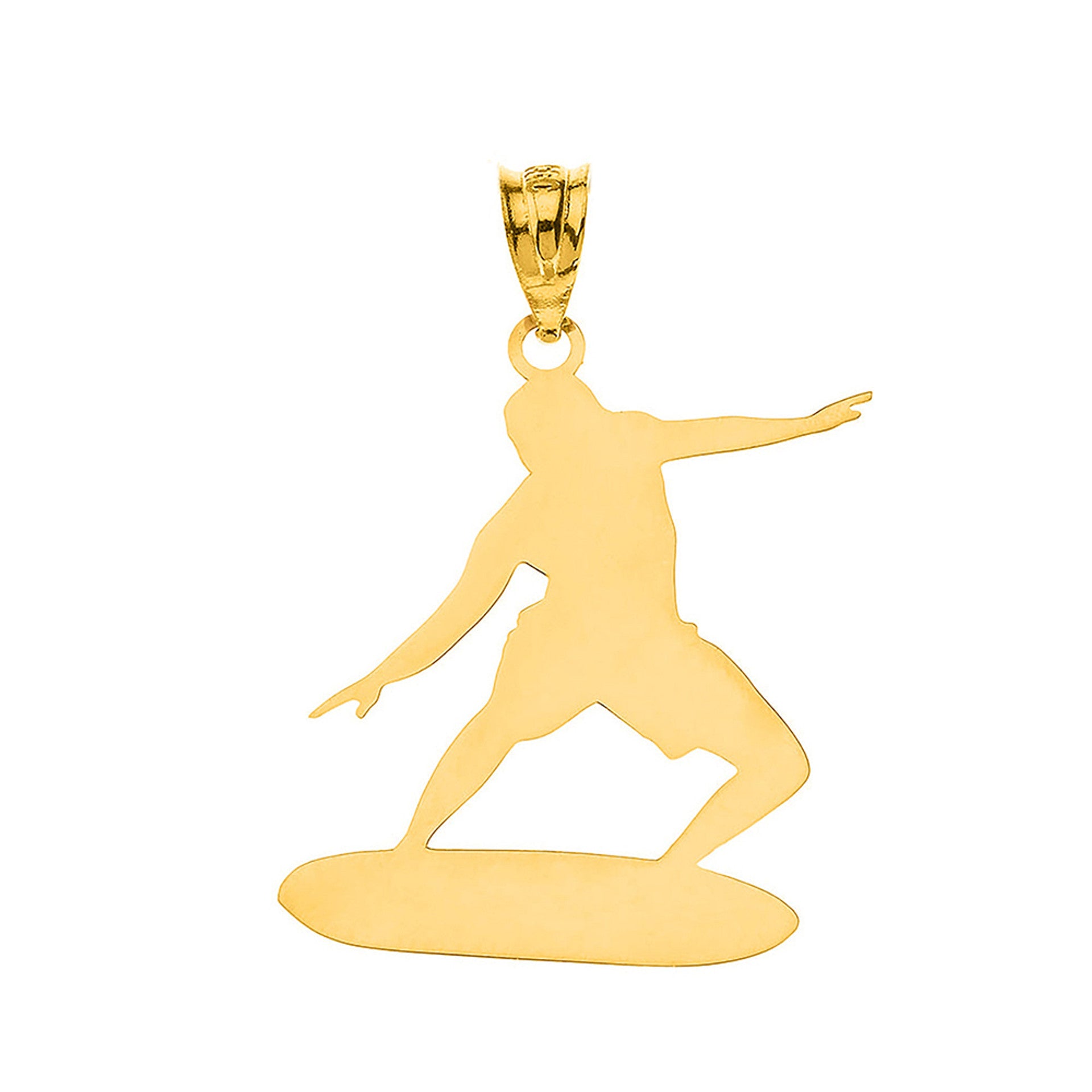 Personalized Engravable Gold Surfer Longboard Charm Necklace With Your Name(Yellow/Rose/White)
