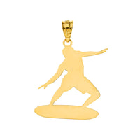 Personalized Engravable Gold Surfer Longboard Charm Necklace With Your Name(Yellow/Rose/White)