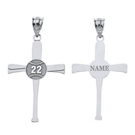 Personalized Engravable Gold Baseball Bats Athletes Cross Charm Necklace With Your Number And Name(Yellow/Rose/White)