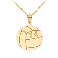 Gold Custom Engravable Volleyball Sports Pendant Necklace (Available in Yellow/Rose/White Gold)
