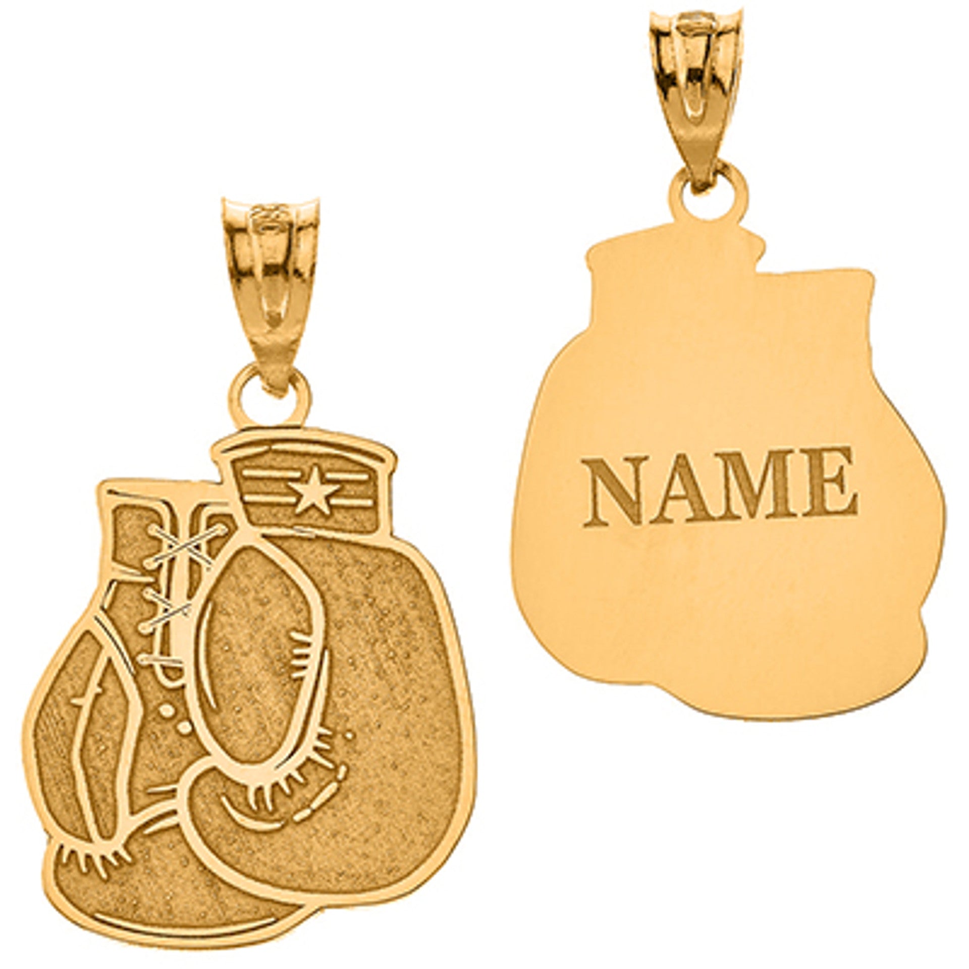 Personalized Engravable Gold Boxing Gloves Charm Necklace with Your Name(Yellow/Rose/White)