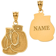 Personalized Engravable Gold Boxing Gloves Charm Necklace with Your Name(Yellow/Rose/White)