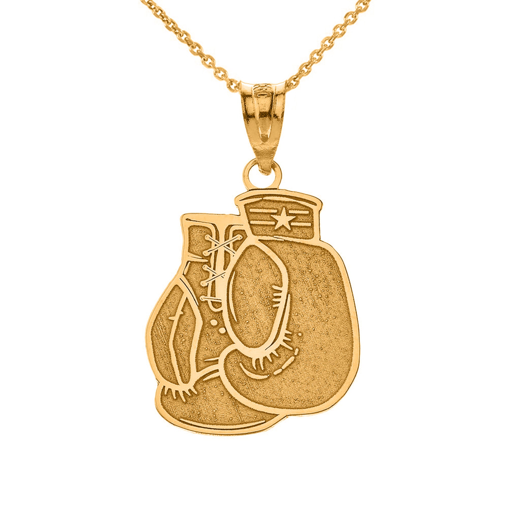 Personalized Engravable Gold Boxing Gloves Charm Necklace with Your Name(Yellow/Rose/White)