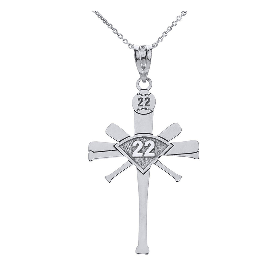 Personalized Engravable Gold Baseball Bat Cross Charm Necklace With Your Number And Name(Yellow/Rose/White)