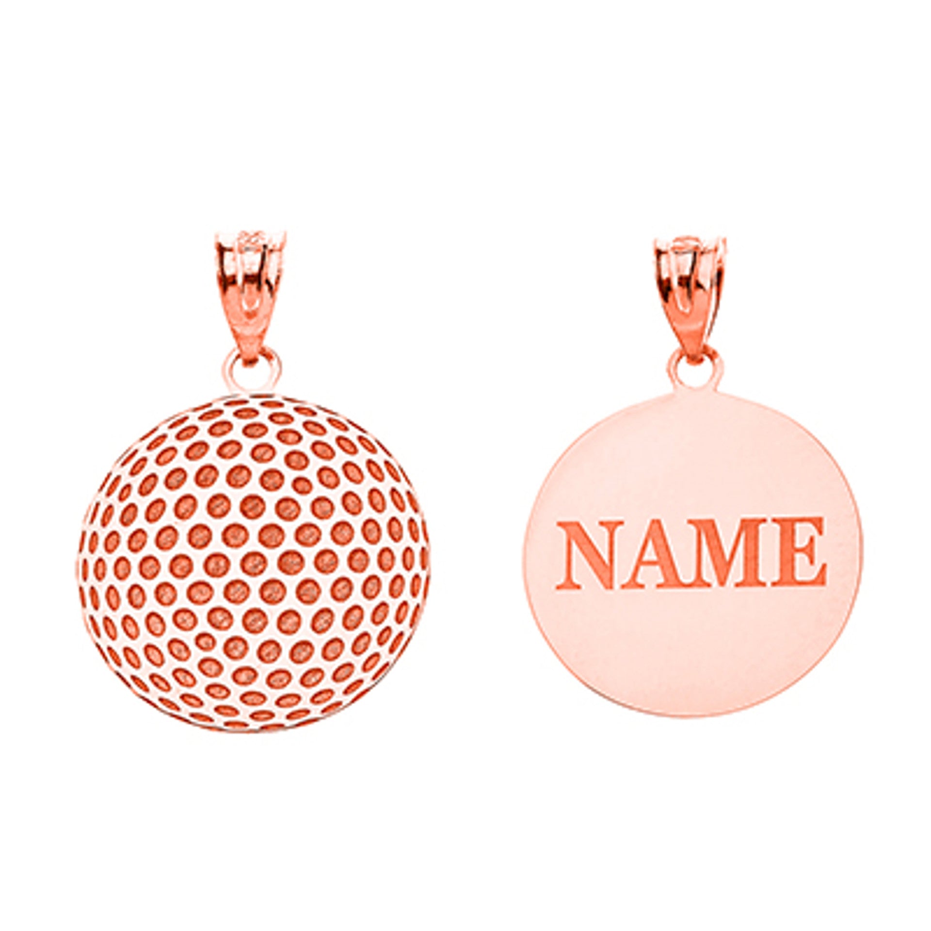 Personalized Engravable Gold Golf Ball Pendant Engraved with Your Name(Available in Yellow/Rose/White)