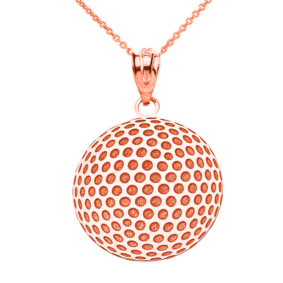 Personalized Engravable Gold Golf Ball Pendant Engraved with Your Name(Available in Yellow/Rose/White)