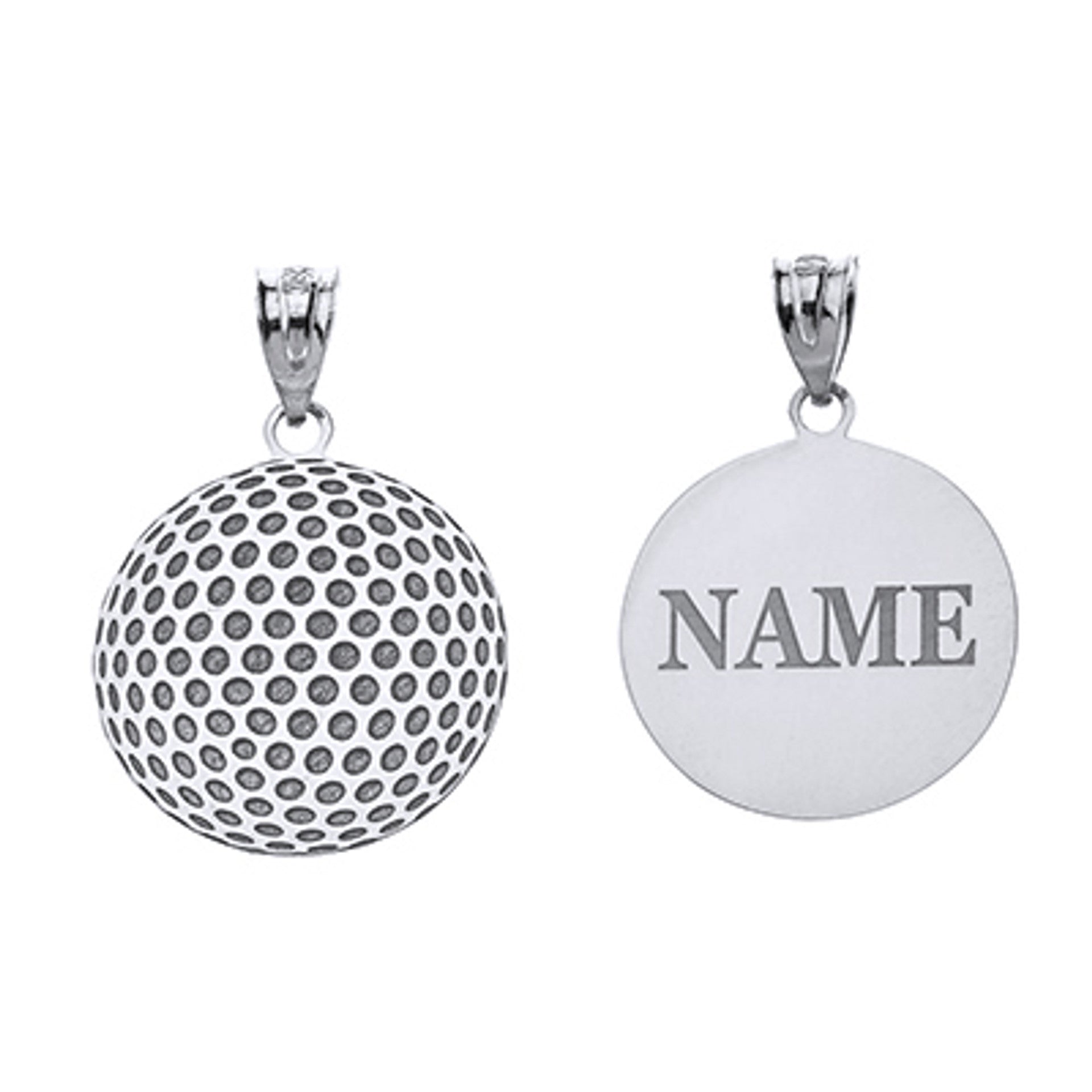 Personalized Engravable Gold Golf Ball Pendant Engraved with Your Name(Available in Yellow/Rose/White)