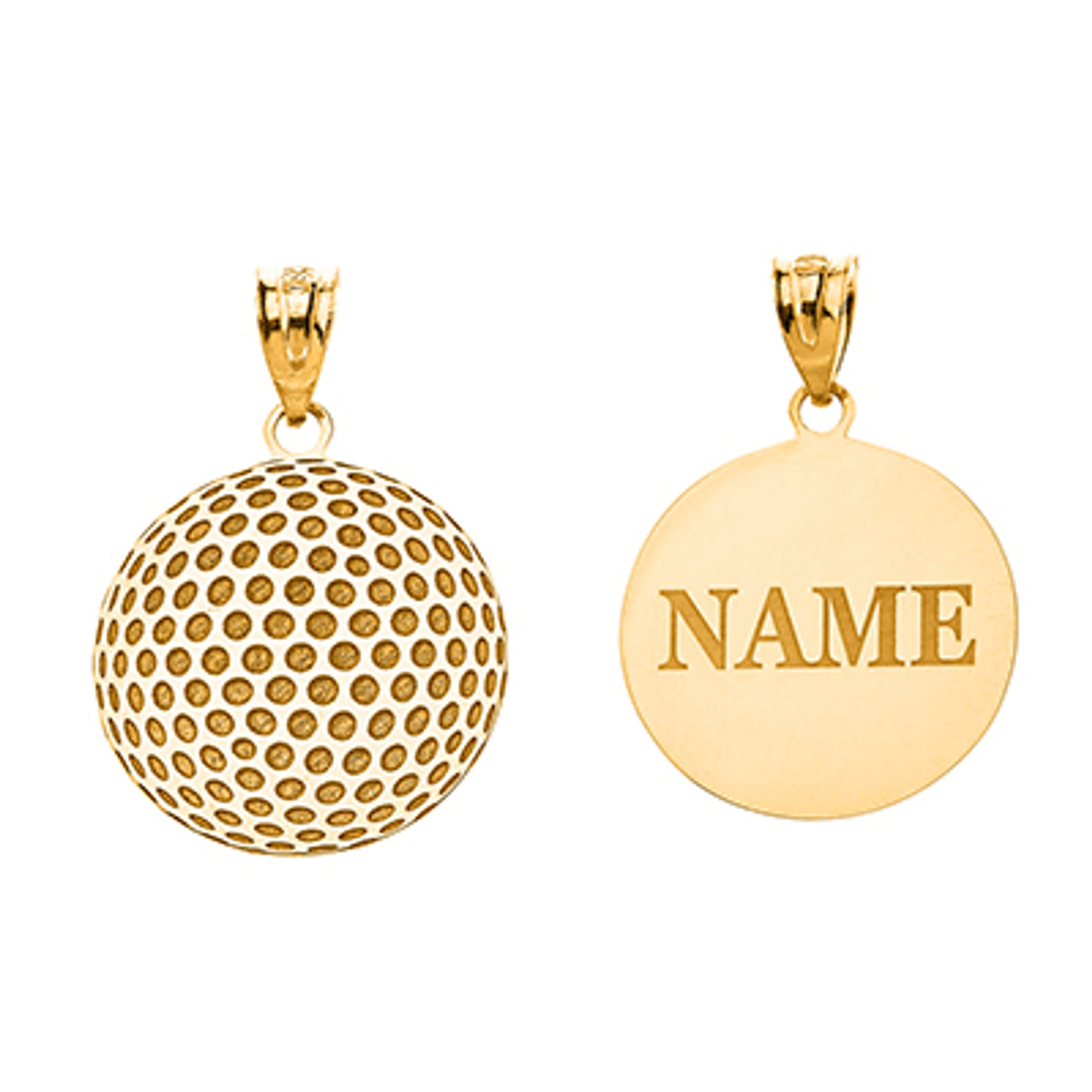 Personalized Engravable Gold Golf Ball Pendant Engraved with Your Name(Available in Yellow/Rose/White)