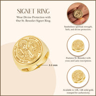 Yellow Gold St. Benedict Signet Ring