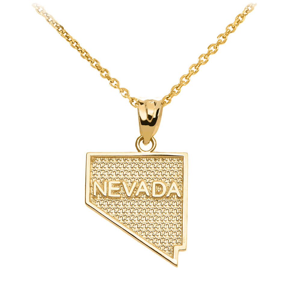 Gold Nevada State Map Pendant(Available in Yellow/Rose/White Gold)