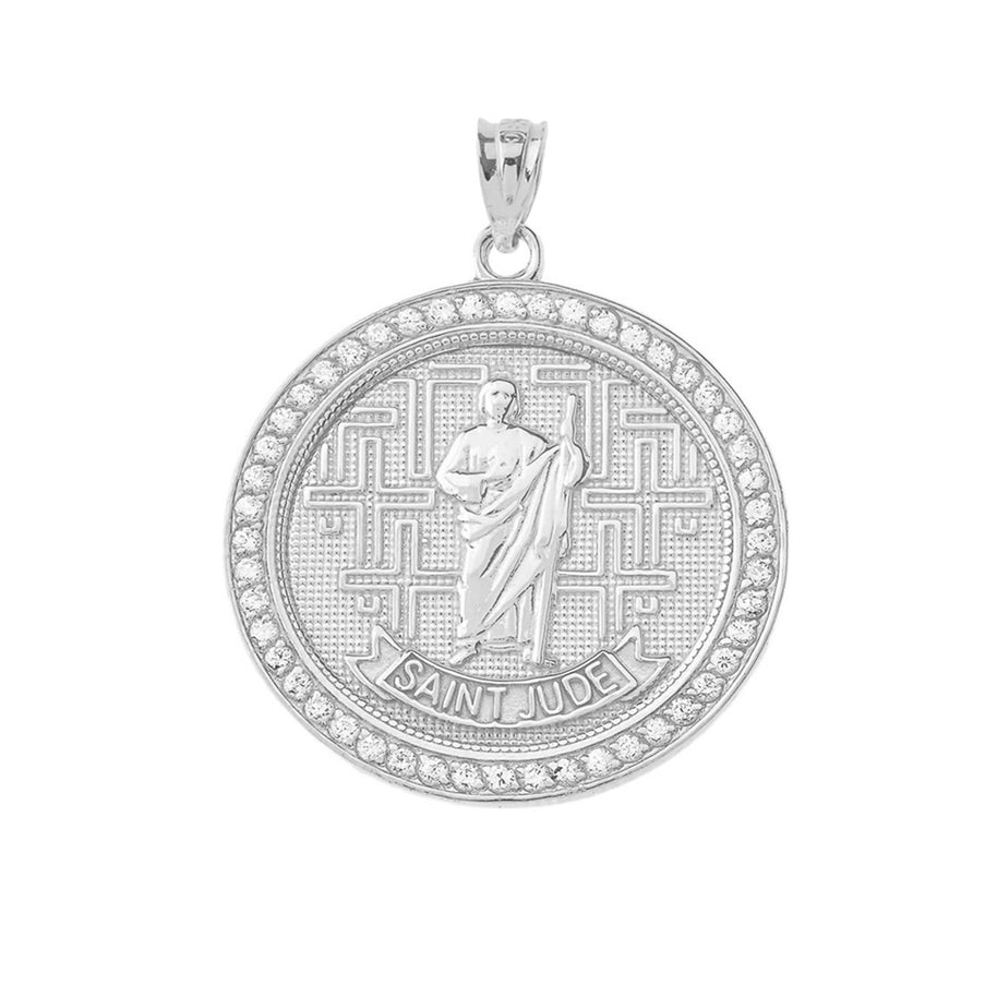 Saint Jude Medallion Pendant Necklace in Sterling Silver