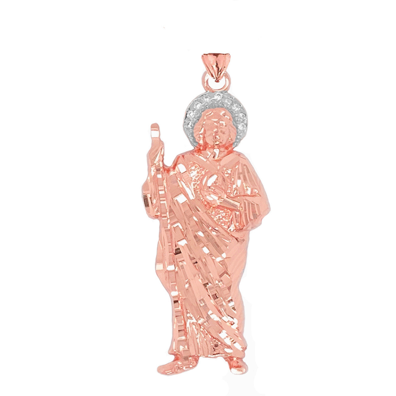 Gold Diamond Saint Jude Pendant Necklace (Available in Yellow/Rose/White)