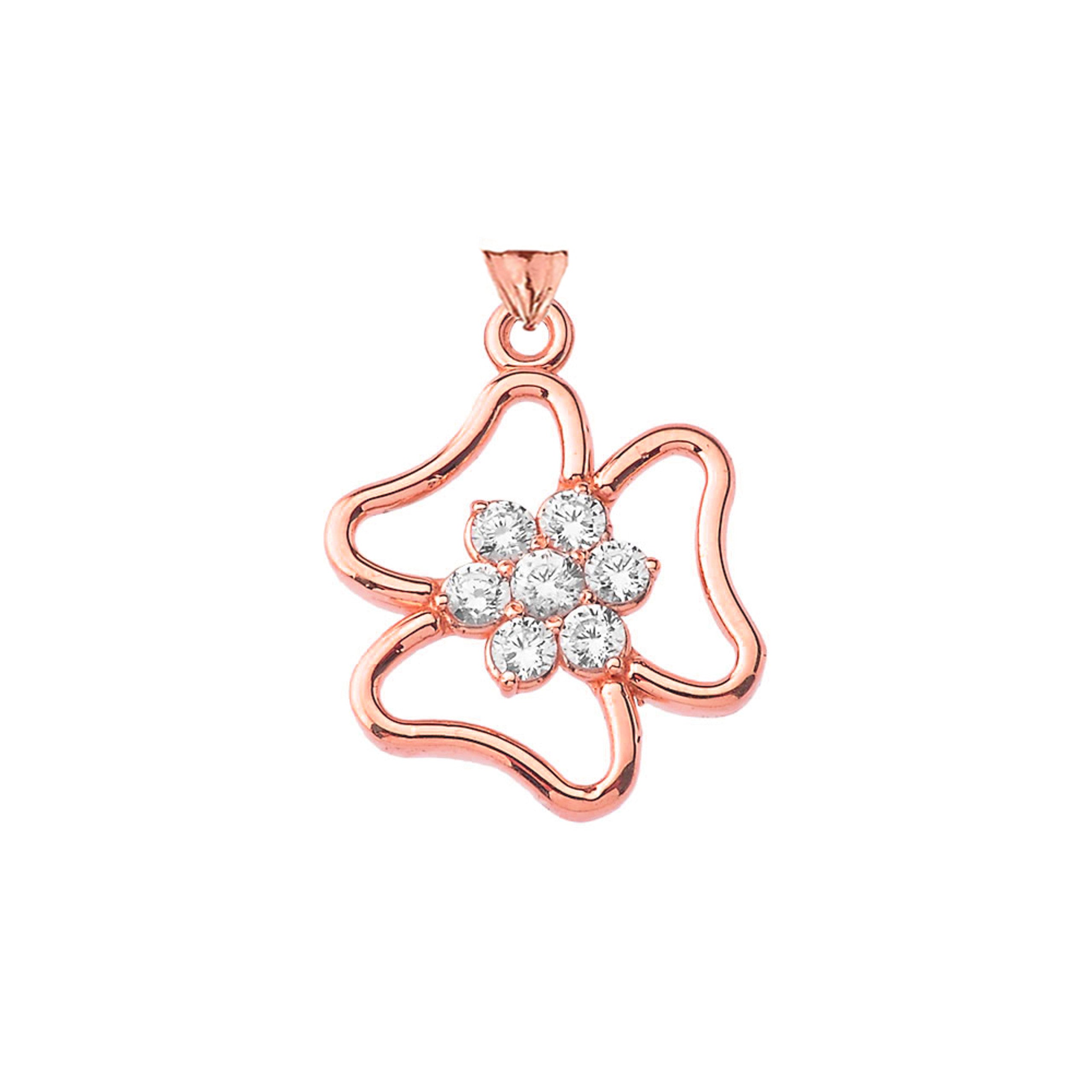Three Leaf Clover Pendant in Gold (Yellow/Rose/White)