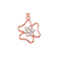 Three Leaf Clover Pendant in Gold (Yellow/Rose/White)