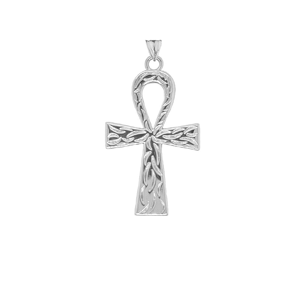 Gold Ankh Cross Charm Pendant Necklace (Available in Yellow/Rose/White) (Large)