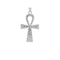 Ankh Cross Charm Pendant Necklace in Sterling Silver (Large)