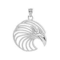 .925 Sterling Silver Beaded Eagle Head Pendant Necklace