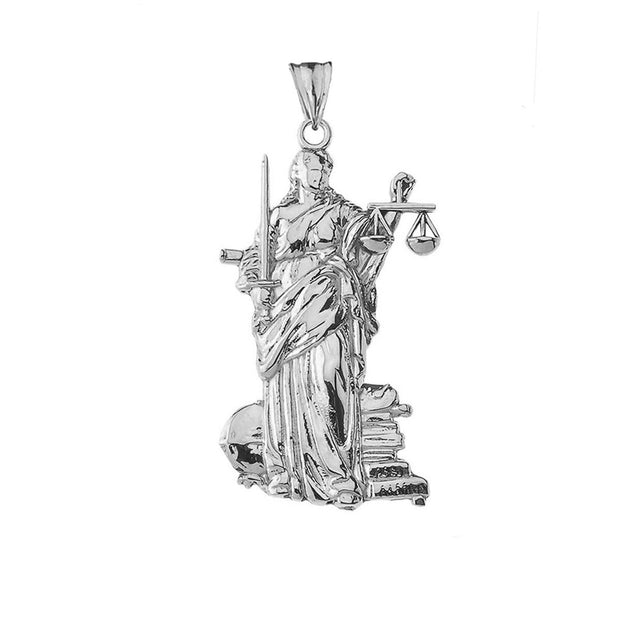 Designer Lady Justice Pendant Necklace in Sterling Silver
