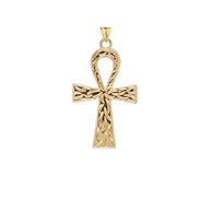 Gold Ankh Cross Charm Pendant Necklace (Available in Yellow/Rose/White) (Large)