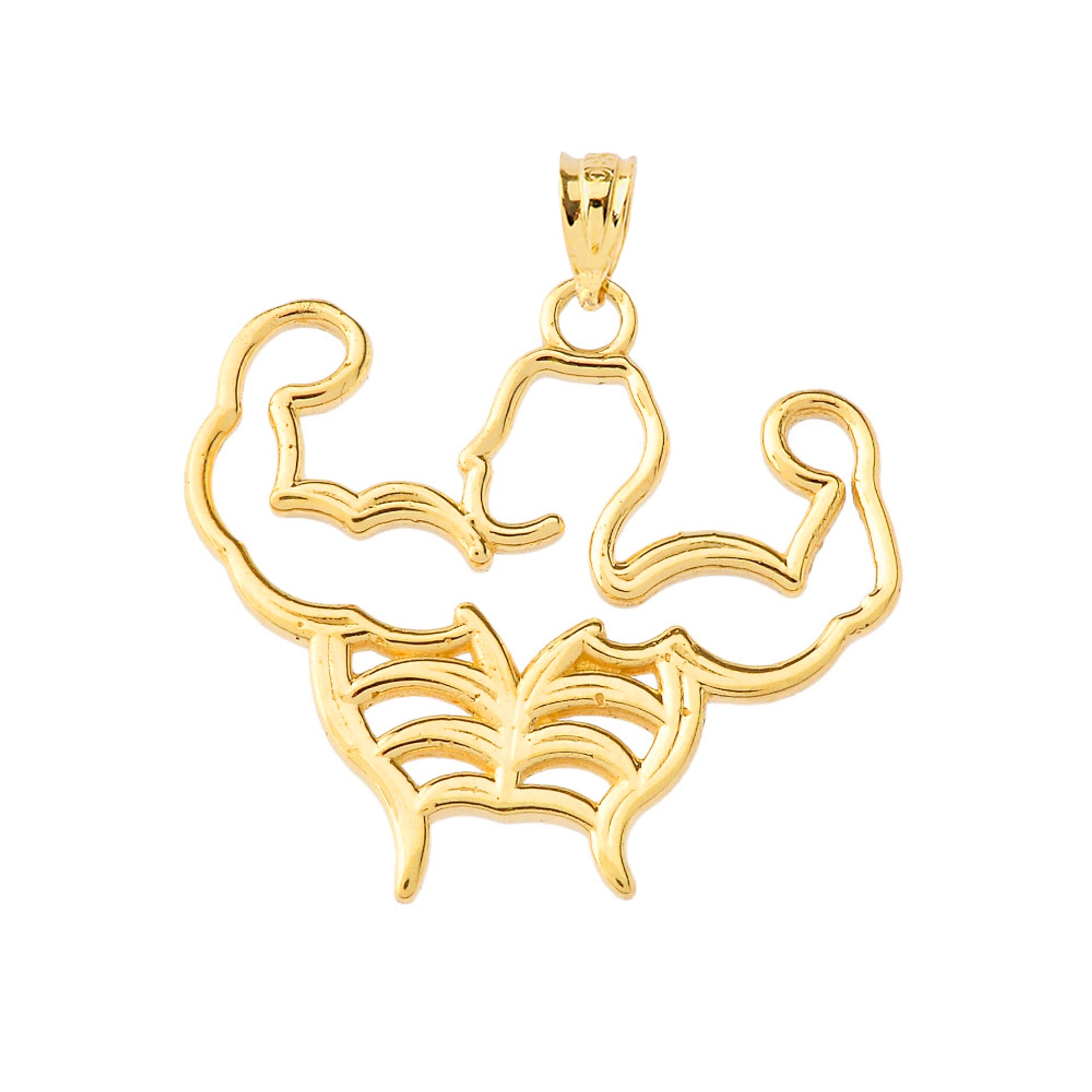 Gold Body Building Muscle Man Pendant Necklace (Available in Yellow/Rose/White Gold)