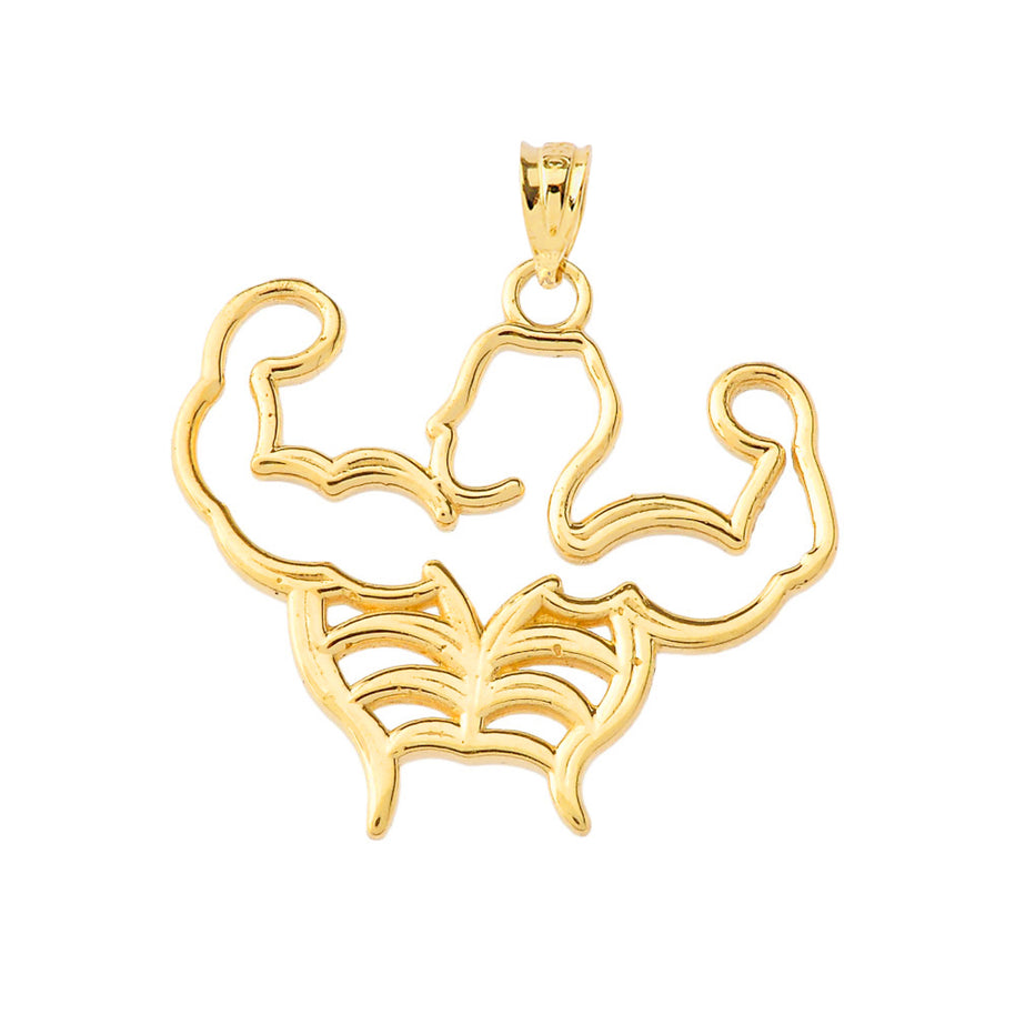 Gold Body Building Muscle Man Pendant Necklace (Available in Yellow/Rose/White Gold)