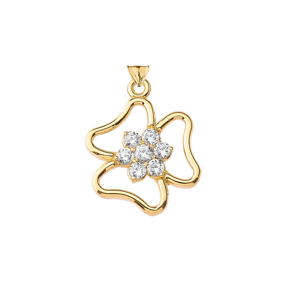 Three Leaf Clover Pendant in Gold (Yellow/Rose/White)